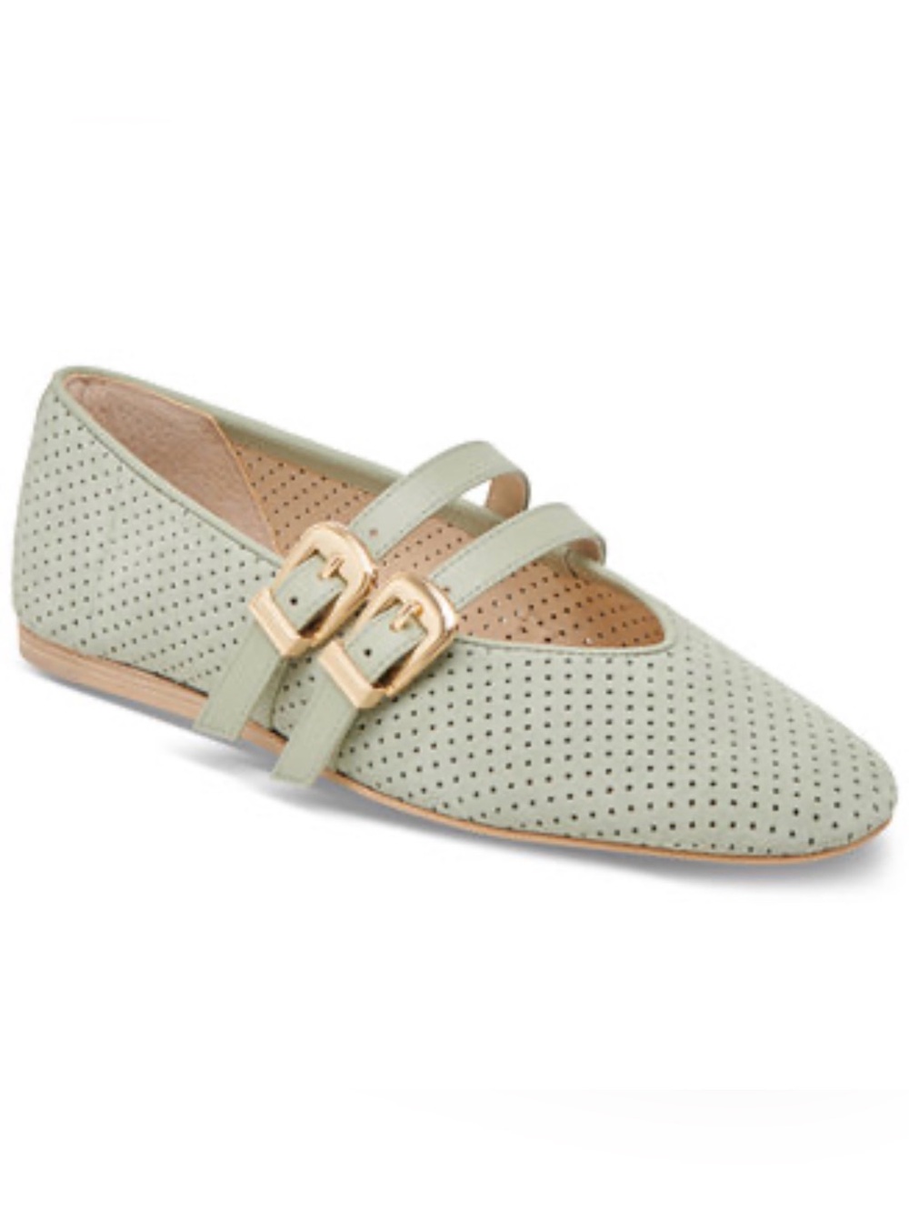 Dolce Vita Suede Perforated Double-Strap Mary Jane Flats